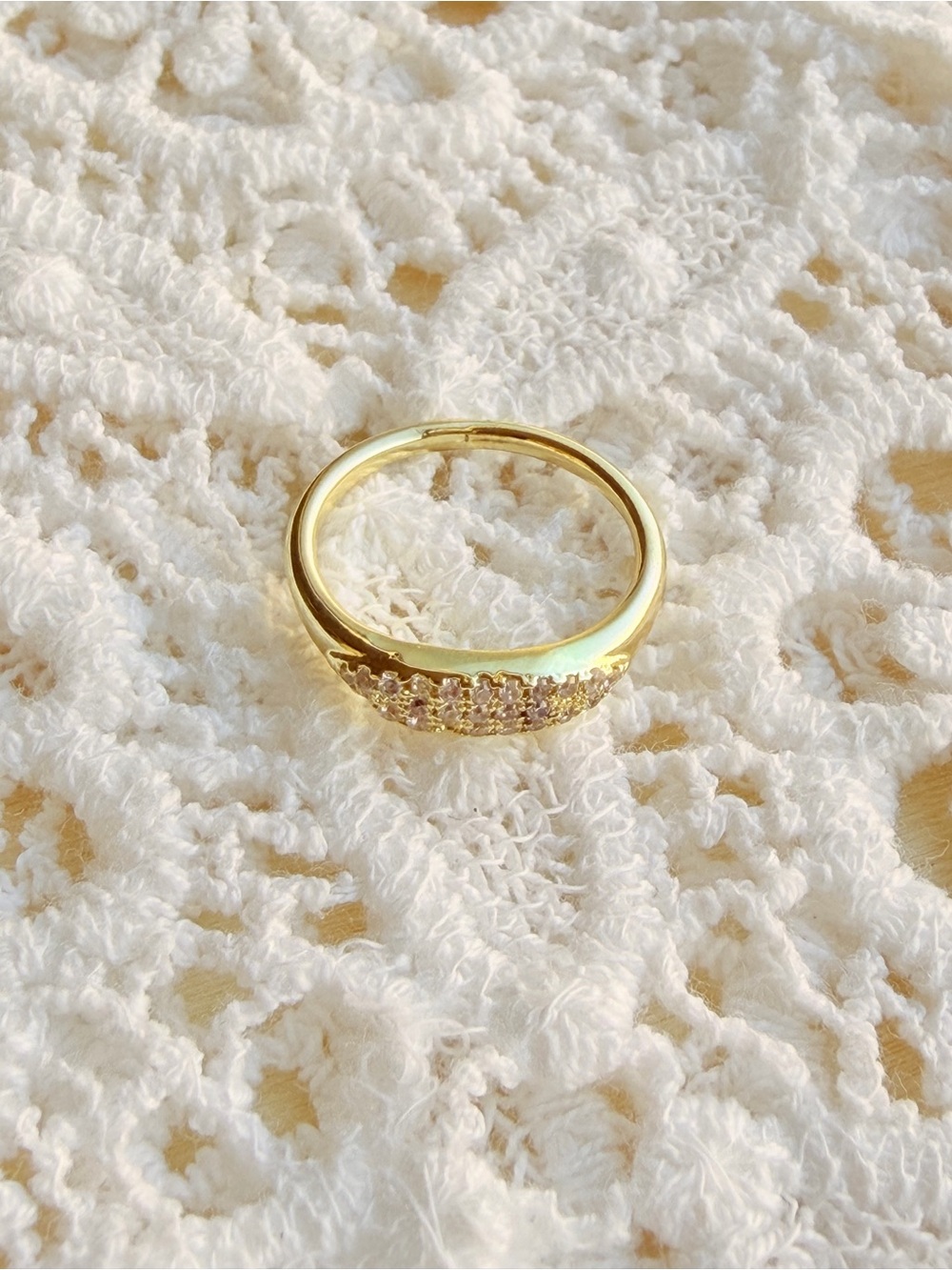 Gold Pavé Accent Band Ring Gold Ring SIZE: 5 - Picture 2 of 7